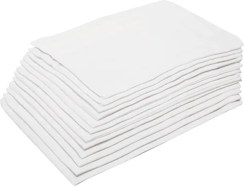 Vista 3 de Causa Forcia Pañuelos de algodón para hombre gruesos suaves de algodón blanco turco paquete de 12 Blanco