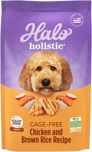 Vista 11 de Halo Holistic, comida para perros sin jaula con pollo libre y arroz integral, fórmula de cereales saludables, comida seca para perros, salud
