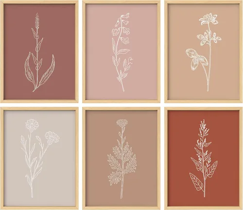 Vista 36 de Juego de galería de collage enmarcado para pared, diseño de plantas de flores de William Morris, ilustraciones de naturaleza silvestre, moderno