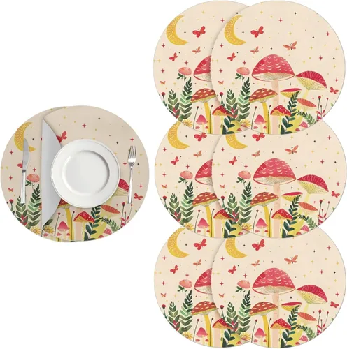 Vista 40 de Manteles individuales de cuero de girasol, lavables, redondos, impermeables y de fácil mantenimiento, decoración de cocina, accesorios de mesa