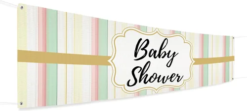 Vista 9 de Cartel de baby shower para uso en interiores y exteriores de 4 x 1 pies, pancarta grande personalizada y letreros con cuerda para colgar, telón