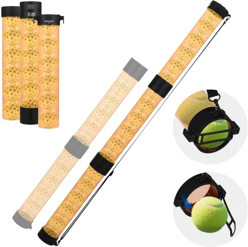 Vista 10 de NEEWER Tolva de tubo para pelotas de tenis y pelotas de pickleball, sección desmontable sin doblez, recogedor superior con tapón y correa