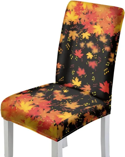 Vista 21 de Rnyleeg Juego de 1 fundas para sillas de comedor de otoño, diseño de hojas, para sala de estar, sin brazos, funda elástica para silla de cóctel