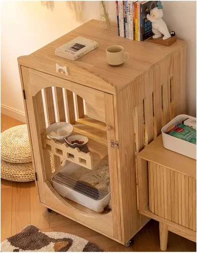 Vista 3 de Casa para gatos jaula para gatos Villa pequeña con inodoro de dos pisos para gatos Casa de gato Casa para el hogar Mascota Gatito Gato Villa