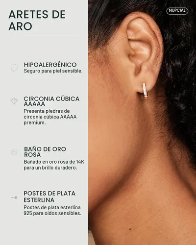 Vista 2 de PAVOI Aretes de aro chapados en oro de 14 quilates con circonita cúbica Oro rosa
