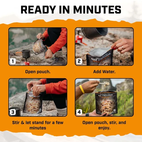 Vista 6 de Peak Refuel Beef Stroganoff - Comidas para acampar liofilizadas, carne real