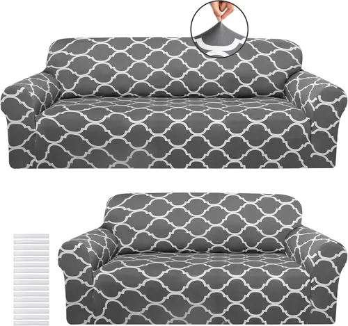 Vista 11 de Peryiter Juego de 1 funda de sofá gris oscuro para sala de estar, fundas de muebles para sofá y sofás, funda de sofá biplaza o sillón, protector