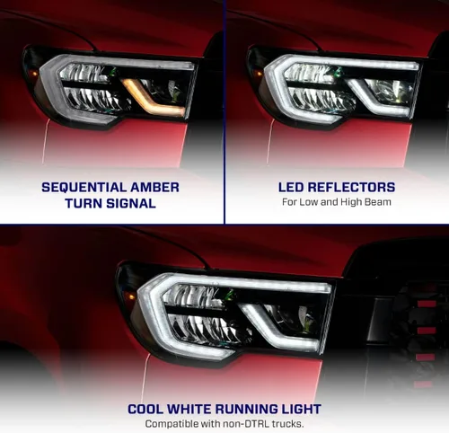 Vista 3 de Form Lighting Faros LED secuenciales compatibles con Toyota Sequoia 2008-2017 (par)