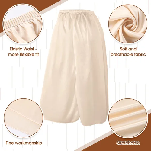 Vista 2 de Zhanmai 3 piezas de medias ranuras para debajo de los vestidos, falda extensores, falda para mujer, medio deslizante, satén, antiestática, encaje