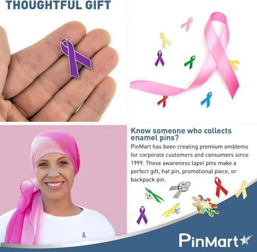 Vista 44 de PinMart Awareness - Pin de solapa esmaltado – Pin de cinta chapado en níquel y oro – Cinta de prevención y conciencia – Broche de joyería con parte