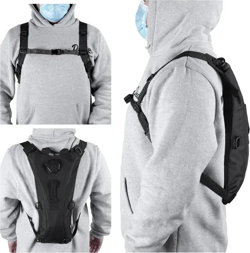 Vista 5 de Mochila de hidratación con vejiga de agua de 3 L, mochila táctica de agua ligera, paquete de hidratación para senderismo, ciclismo, correr