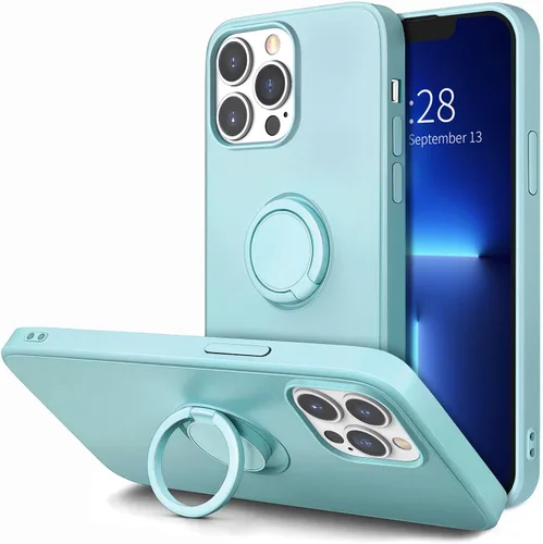 Vista 16 de Hython Funda para iPhone 13 Pro Max con soporte de anillo [soporte de anillo giratorio de 360° con soporte magnético] [forro de microfibra suave]