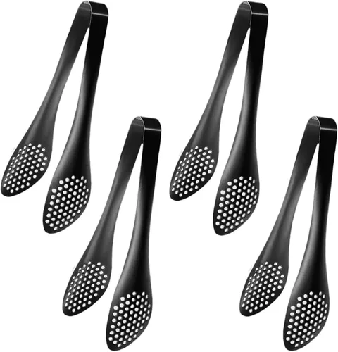 Vista 6 de Pinzas doradas para servir, de acero inoxidable de 5 pulgadas, pinzas pequeñas para aperitivos, pinzas para azúcar, pinzas para hielo, juego de 4