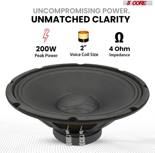Vista 2 de 5 CORE Altavoz de 12 pulgadas de audio para coche 200W Componente de repuesto Controlador 4Ohm 30 Oz Imán 2 "Sistema de altavoces de bobina de voz
