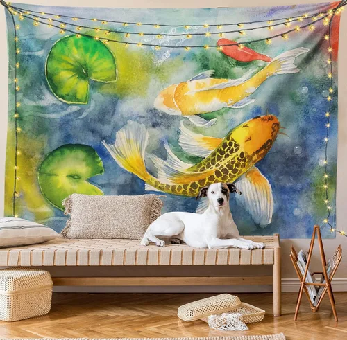 Vista 52 de Lunarable Tapiz japonés, Geisha joven en kimono con maquillaje oriental tradicional de Sakura, decoración de tela para colgar en la pared