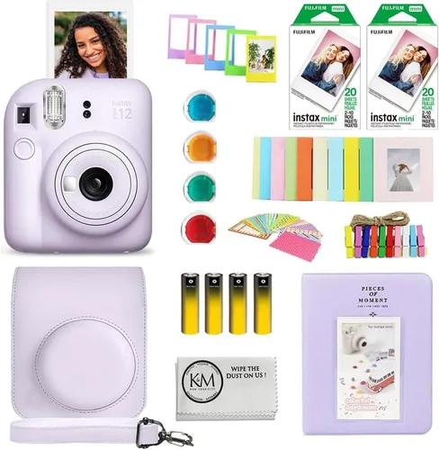 Vista 10 de FUJIFILM Instax Mini 12 - Cámara de película instantánea Color rosa floreciente, paquete que incluye película instantánea Instax Mini 40 Blossom