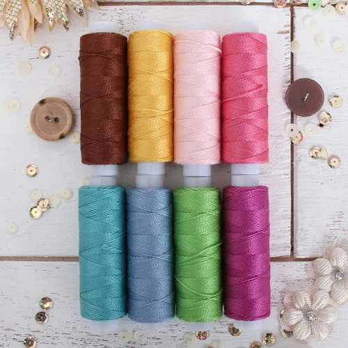 Vista 9 de ThreadArt Juego de hilos de algodón perla tamaño 8, juego de 5 colores, 5 JUEGO DE 6 CUBIERTAS PARA JARDÍN