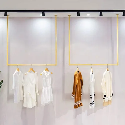 Vista 6 de Tienda de ropa simple montado en la pared, estantes de ropa colgantes de ventana, estante en forma de U, organización de vestidos de novia, toallero