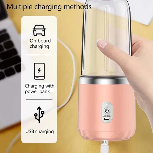 Vista 4 de Multifunctional Juicer Home Small Portable Wireless USB Charging Mini Juice Cup Juice Maker Fruit Juicer Cup Blue