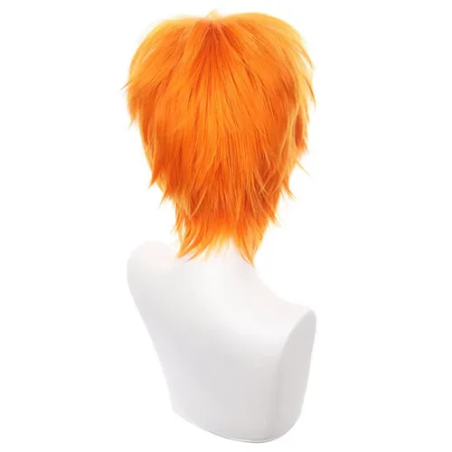 Vista 5 de COSPLAZA Peluca de cosplay naranja corta puntiaguda esponjosa resistente al calor pelo sintético en capas hombres mujeres Halloween fiesta peluca