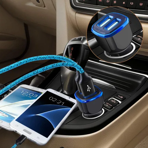 Vista 6 de Cargador de coche USB dual con cable USB C de carga rápida compatible con Moto G Power, G Stylus, G Fast, G7 G8 G9 Play Power Plus, G7 Supra, G6