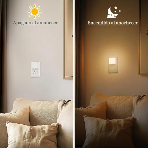 Vista 2 de JandCase Luces nocturnas LED – Paquete de 2, luces nocturnas blancas suaves con sensor de atardecer a amanecer para dormitorio, baño, escaleras
