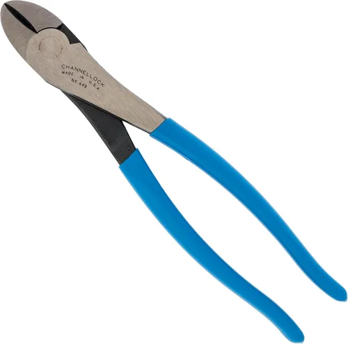 Vista 6 de Channellock 447 GIDDS2-821226 Alicates de corte diagonal de mandíbula curvada gris/azul, diagonal curvada de 7.5 pulgadas