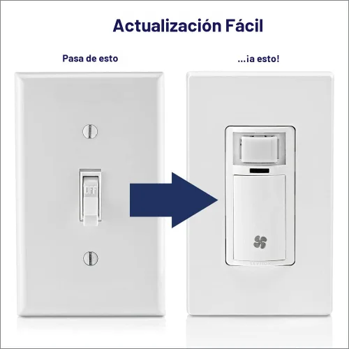 Vista 6 de Interruptor de sensor de humedad Leviton para ventilador de escape de baño, ventilación automatizada, circulación de aire, control de humedad, ¼ HP
