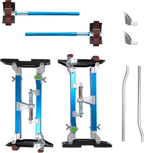 Vista 9 de Voilamart Zancos de paneles de yeso azules de 18 a 30 pulgadas, zancos ajustables de aluminio para paneles de yeso con rodilleras protectoras