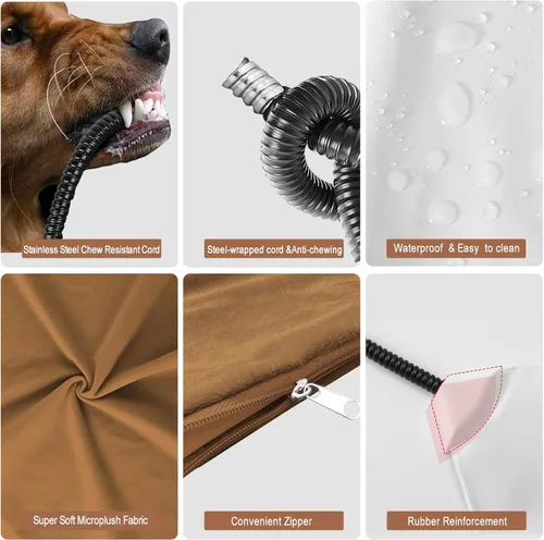 Vista 4 de Almohadilla térmica eléctrica para mascotas con interruptor de encendido/apagado, cable resistente a los mordiscos y funda lavable a máquina