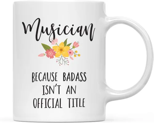 Vista 54 de Andaz Press Taza de café de 11 onzas, regalo de broma, tía porque Badass no es un título oficial, gráfico floral, 1 paquete