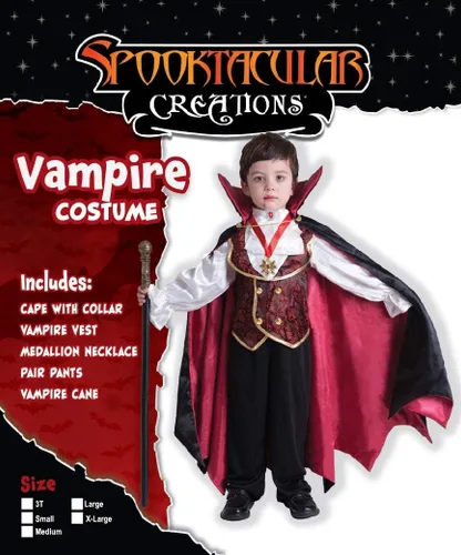 Vista 2 de Disfraz gótico de vampiro conjunto de lujo para niños recuerdos de fiesta de Halloween para disfraces juegos de rol y cosplay talla XL