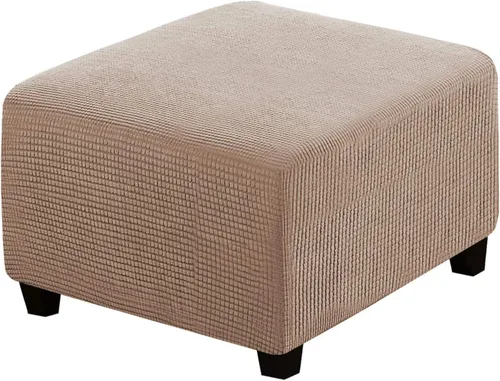 Vista 26 de ADPON Fundas otomanas cuadradas, fundas otomanas, protector de taburete de almacenamiento plegable, parte inferior elástica, tela jacquard de Negro
