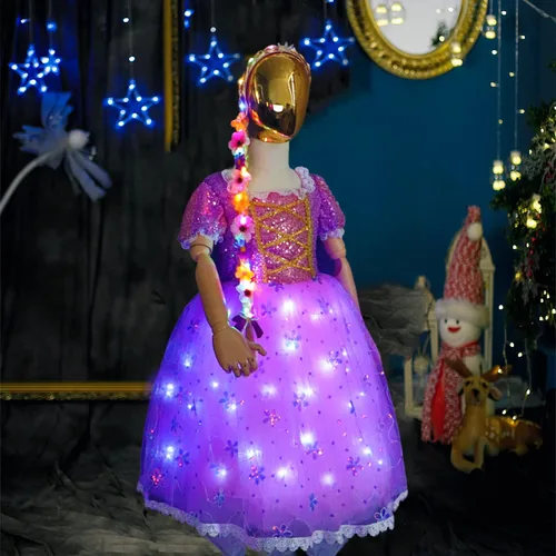 Vista 3 de Letsglow Light Up Girl Princess Costume Dress for Birthday Cosplay Halloween Party Outfit Princess Dress Up