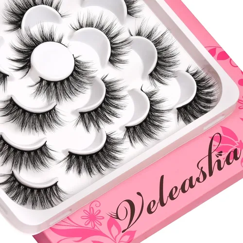 Vista 10 de Veleasha Lash Kit Brown False Eyelashes Wispy Strip Lashes Natural Look
