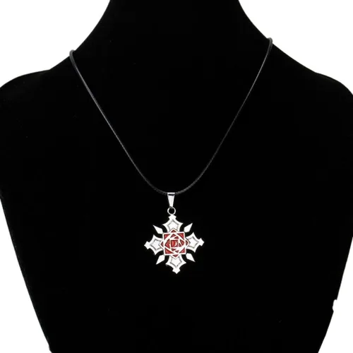 Vista 2 de HiRudolph Cosplay Anime Vampire Knight Kuran Yuuki Kiryu Zero Colgante PU Collar de cuero