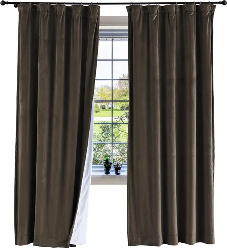 Vista 99 de cololeaf Panel de cortinas opacas de terciopelo con forro para cine en casa, cortina de ganchos planos para barra transversal o pista, 100 pulgadas