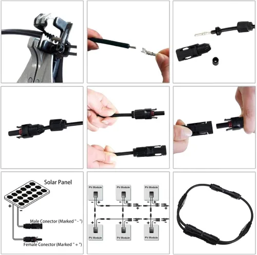 Vista 4 de 25 pares/50 conectores solares, conector impermeable IP67 macho y hembra (25 pares de conectores solares)