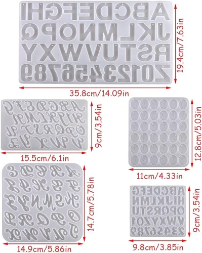 Vista 2 de Moldes de silicona con letras A-Z para manualidades de resina, moldes de llavero, moldes de resina epoxi del alfabeto, molde de silicona con 26
