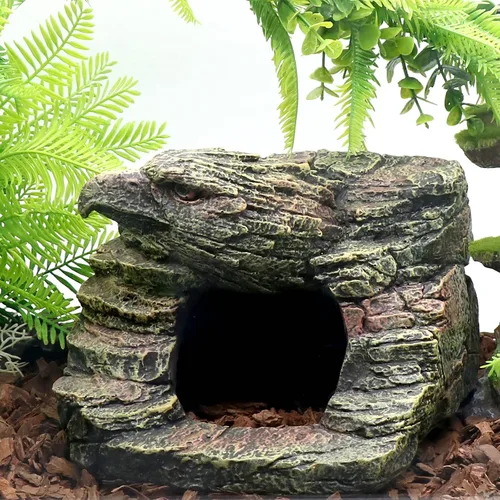 Vista 6 de Plataforma para tomar el sol de reptiles, escondite de cuevas de Gecko, cueva de serpiente y pieles para reptiles, anfibios y animales pequeños