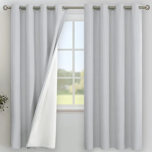 Vista 71 de YoungsTex - Cortinas 100% opacas para dormitorio, con aislamiento térmico y ojales, cortinas oscuras negras con capa pesada para ventana de sala