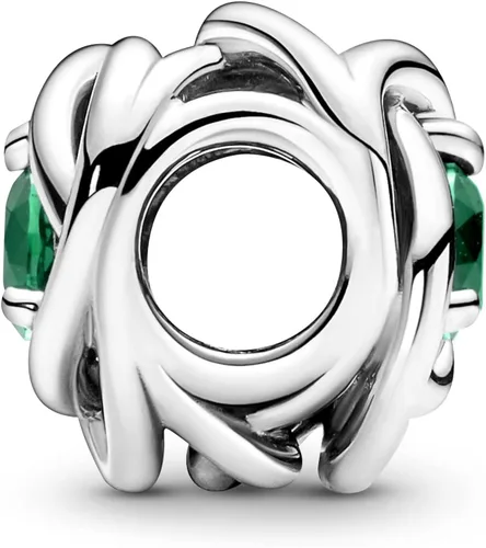 Vista 3 de PANDORA Colgante de plata de ley con cristal verde real, Plata esterlina, cristal