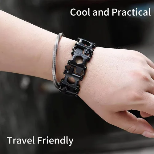 Vista 5 de Pulsera Multiherramienta 29 en 1, Pulsera de Herramientas para Hombres y Mujeres, Herramienta Multifuncional de Acero Inoxidable, Banda