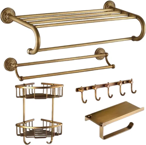 Vista 13 de High-End Retro Copper Bathroom Hardware Set – American and European Style Towel Rack Combination [Various Designs Available],Bath Towel Rack