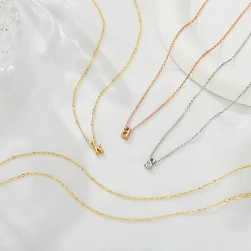 Vista 6 de MONOOC - Collares con inicial minúscula para mujeres y niñas, chapado en oro de 14 quilates, minimalista personalizado con nombre con monograma