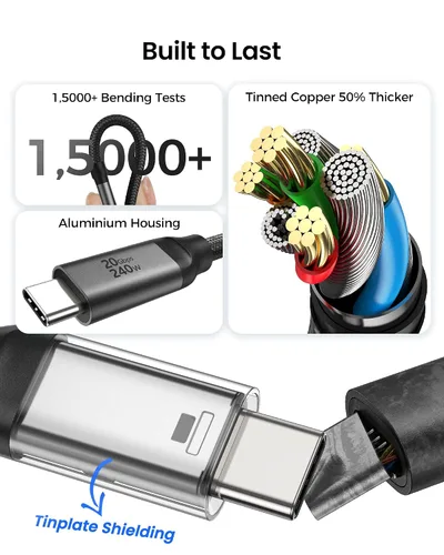 Vista 6 de Silkland Cable de datos USB C de 20 Gbps en ángulo recto, corto de 1 pie y 90 grados USB C 3.2 Gen 2x2, cable de transferencia de datos de alta