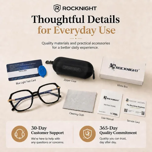 Vista 7 de ROCKNIGHT Stylish Blue Light Glasses Computer Glasses for Women & Men Fashion Blue Light Glasses Designed for Computer, Laptop & Phone Use