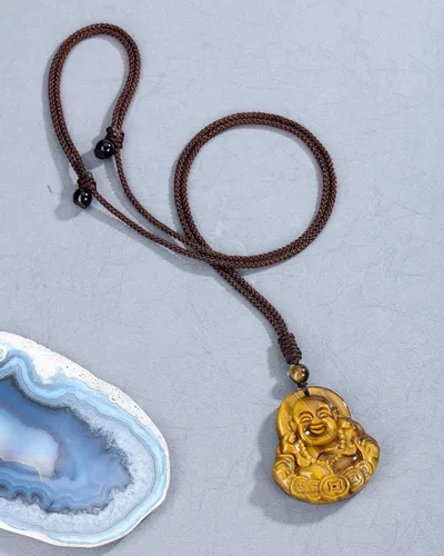 Vista 5 de Top Plaza Collar con dije de amuleto de ojo de tigre para hombre, con dije de protección de talismán de cristal curativo natural, collar de piedras