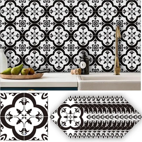 Vista 19 de Alwayspon 12 calcomanías mate para azulejos de pared, despegar y pegar, calcomanías de vinilo autoadhesivas para azulejos de cocina y baño, 6 x 6