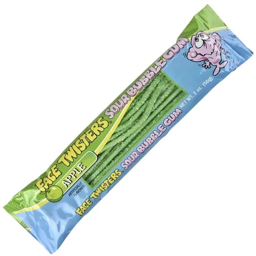 Vista 3 de Face Twisters Pajitas de goma de mascar ácidas, manzana verde, 2 onzas (paquete de 12)